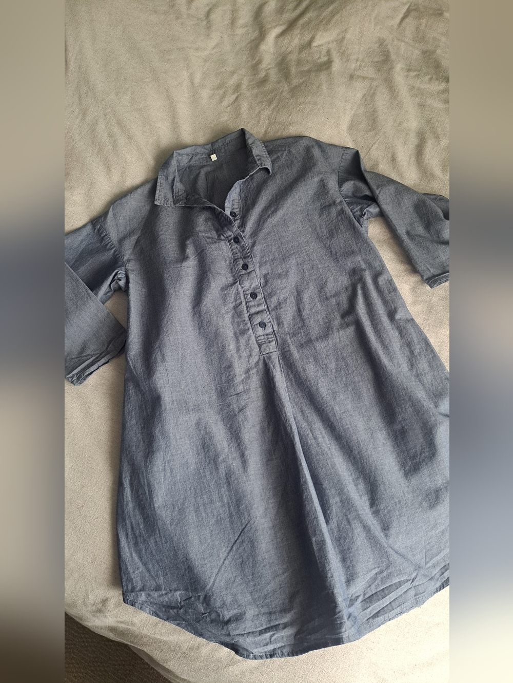 Muji Blue Women's Longline Tunic Shirt